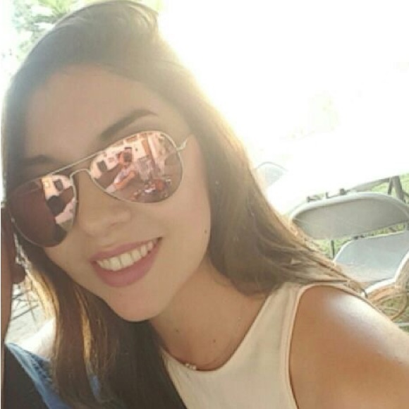 Ray-Ban Silver Pink Mirrored Aviator Sunglasses